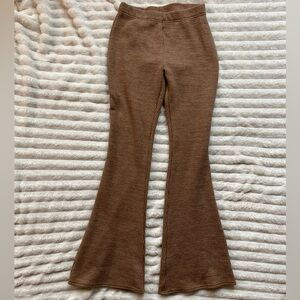 American Eagle Brown Ribbed Knit Flare Pants Size S